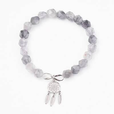 Natural Cloudy Quartz Beads Charm Bracelets