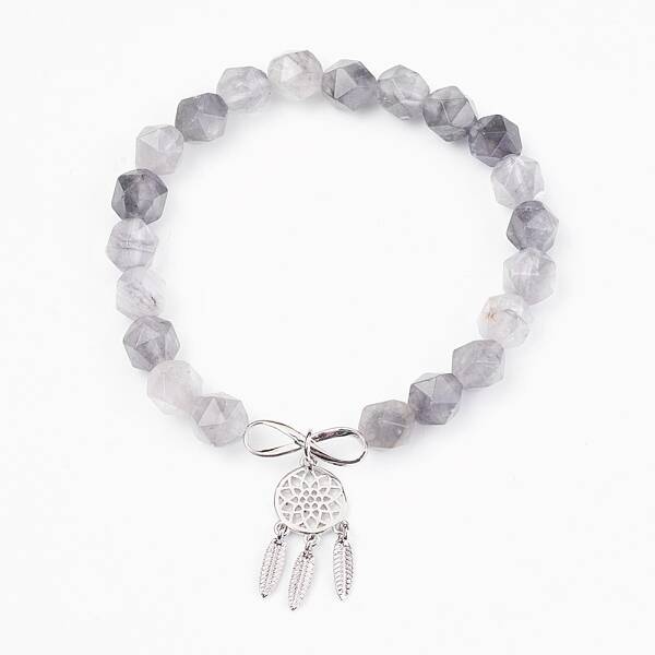 Natural Cloudy Quartz Beads Charm Bracelets