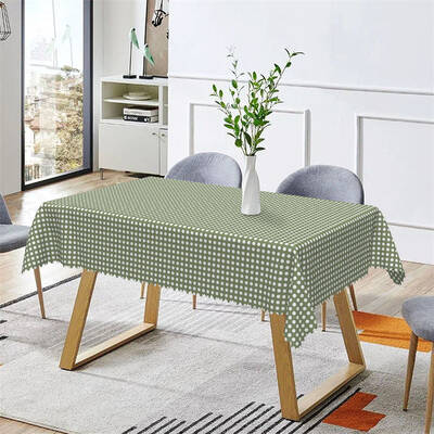 Matcha Green White Dots Pattern Rectangle Tablecloth - Aperturee