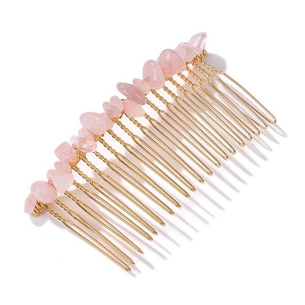 Rose Quartz Gravel Hair Clip