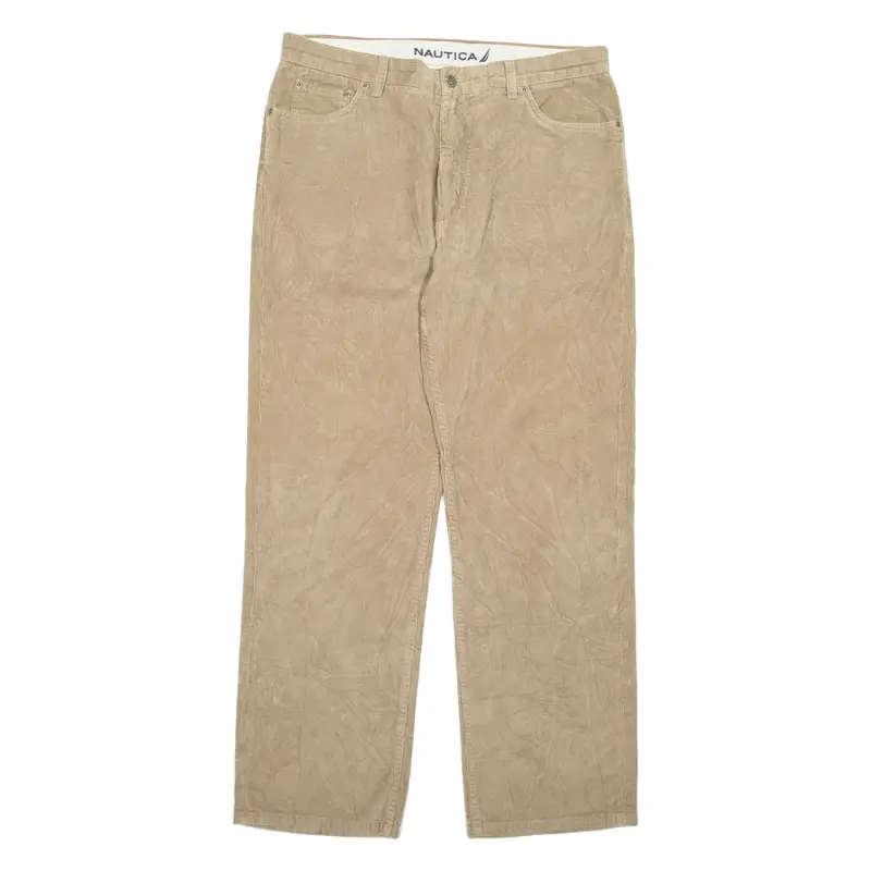 NAUTICA Womens Corduroy Trousers Brown Regular Straight W34 L32