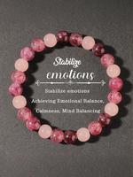 8mm Beaded Energy Bracelet, Unisex Garnet Strawberry Quartz Rose Quartz Love Stone Crystal Bracelet, Emotional Balance Bracel...