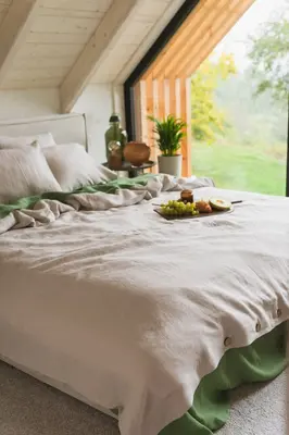 Linen duvet cover in Cream | Size: Single