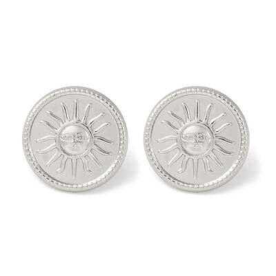 304 Stainless Steel Flat Round with Sun Stud Earrings