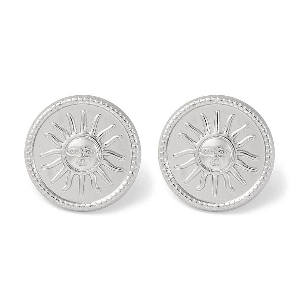 304 Stainless Steel Flat Round with Sun Stud Earrings