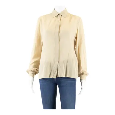 LADY MANHATTAN Womens Shirt Beige Collared Long Sleeve UK 12