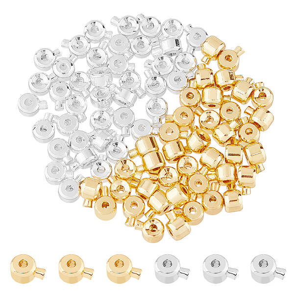 80Pcs 2 Colors Brass Crimp Beads