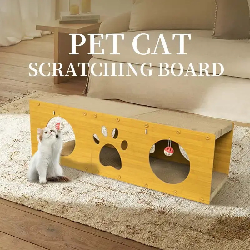 Cat Scratcher, 39.37 in cat scratcher pet furniture，Cat Tunnel,Cat toy ，Catscratching Cardboard with ball tov forindoor c...