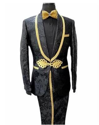 Black and Gold Prom Suit