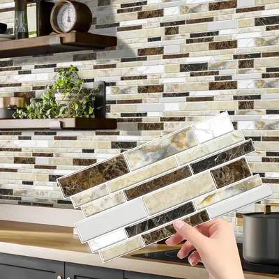 Marble Pattern Wall Sticker, Self Adhesive Peel & Stick Wall Decal, Waterproof & Oil-proof Wall Sticker for Kitchen Bathroom ...