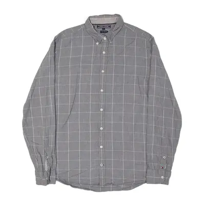 TOMMY HILFIGER New York Fit Shirt Grey Check Long Sleeve Mens L