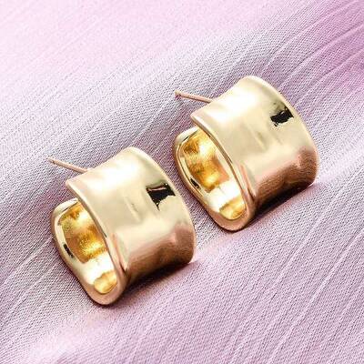 Brass C-Shaped Stud Earrings