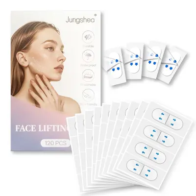 120 Pcs Face Lift Patches – Strong Adhesion Lifting Strips｜Invisible Face Contour Tape｜Neck & Jawline Firming｜Breatha...
