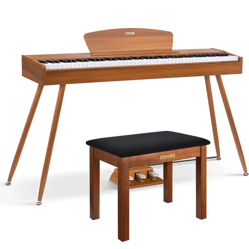 Donner DDP-80 Wooden Digital Piano - Natural / Piano+Brown Bench