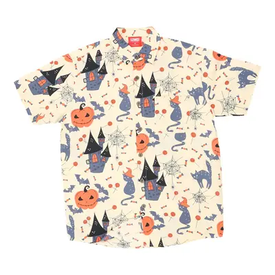 Lowes Halloween Patterned Shirt - Medium Cream Cotton