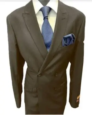 Four Button Double breasted Suit - Brown Slim Fi Suits Double Breasted Suit