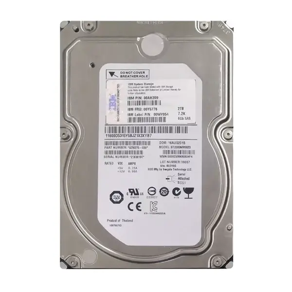 00WY954 IBM 2TB 6Gb/s SAS 7200 3.5-Inch Hard Drive