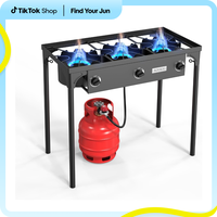 ROVSUN 3 Burner Propane Gas Stove, 225,000 BTU High Pressure Outdoor Camping Burner with CSA Listed Regulator, Picnic Cooker ...