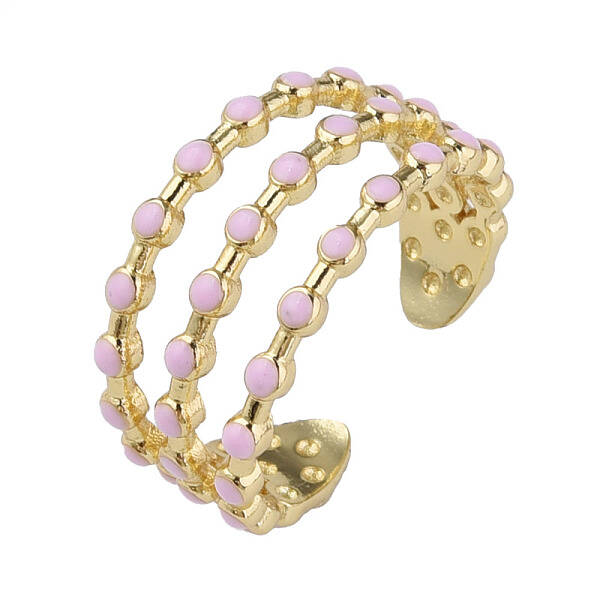 Enamel Triple Line Open Cuff Ring