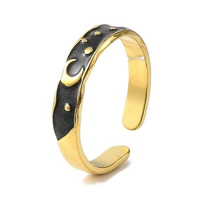304 Stainless Steel Enamel Open Cuff Rings for Women