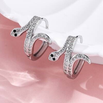 Brass Cubic Zirconia Hoop Earrings