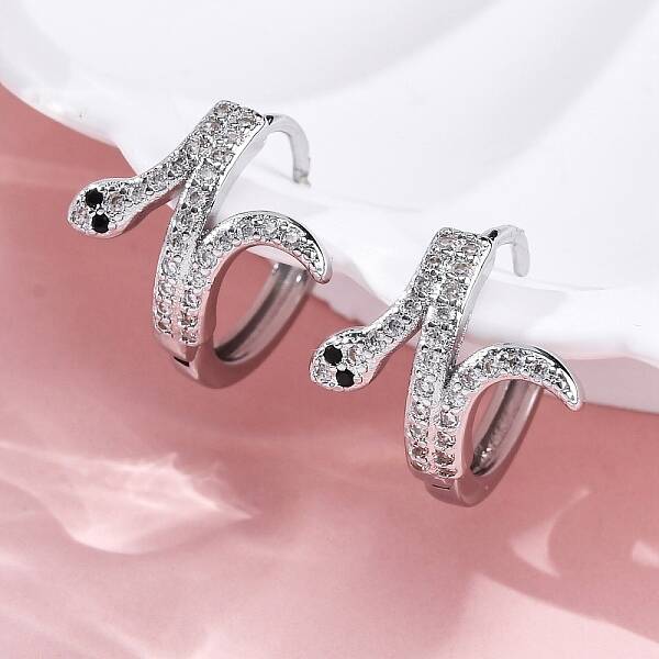 Brass Cubic Zirconia Hoop Earrings