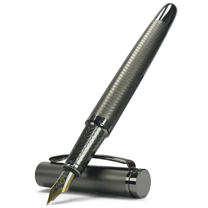 Wave Style Metal Fountain Pen, 1 Count Premium Lacquer Barrel Iridium Nib Fountain Pens, Luxurious Business Writing Pen for B...