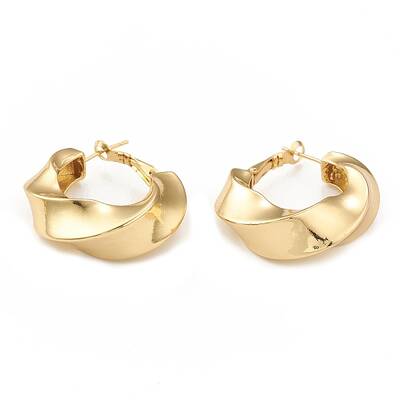 Rack Plating Brass Twist Ring Hoop Earrings for Women
