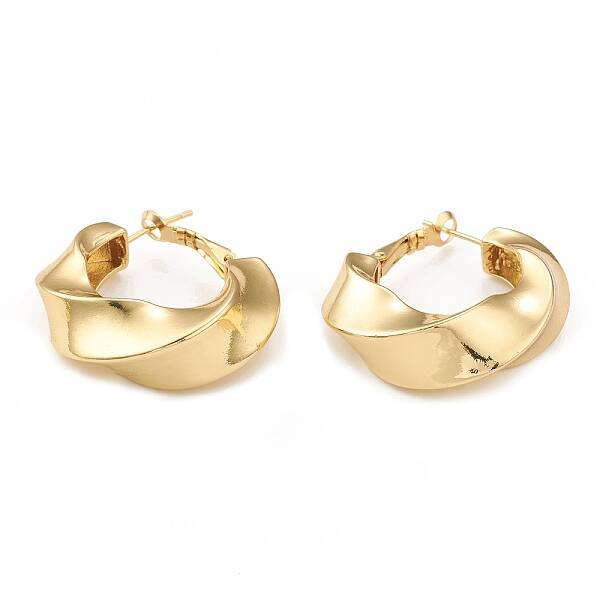 Rack Plating Brass Twist Ring Hoop Earrings for Women