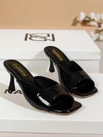 Women's Elegant Contemporary Design Square Toe Leather Heeled Sandals, 2025 New Style Fashionable Slip on Sandals Suitable fo...