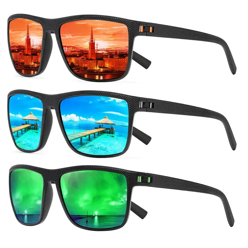 TURBOPEP 3 Pairs Simple Sunglasses For Everyday Use, Unisex Polarized Classes, Square Sunglasses,Lightweight Frame SunGlasses...