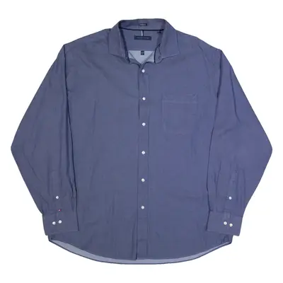 TOMMY HILFIGER Mens Plain Shirt Blue Long Sleeve XL
