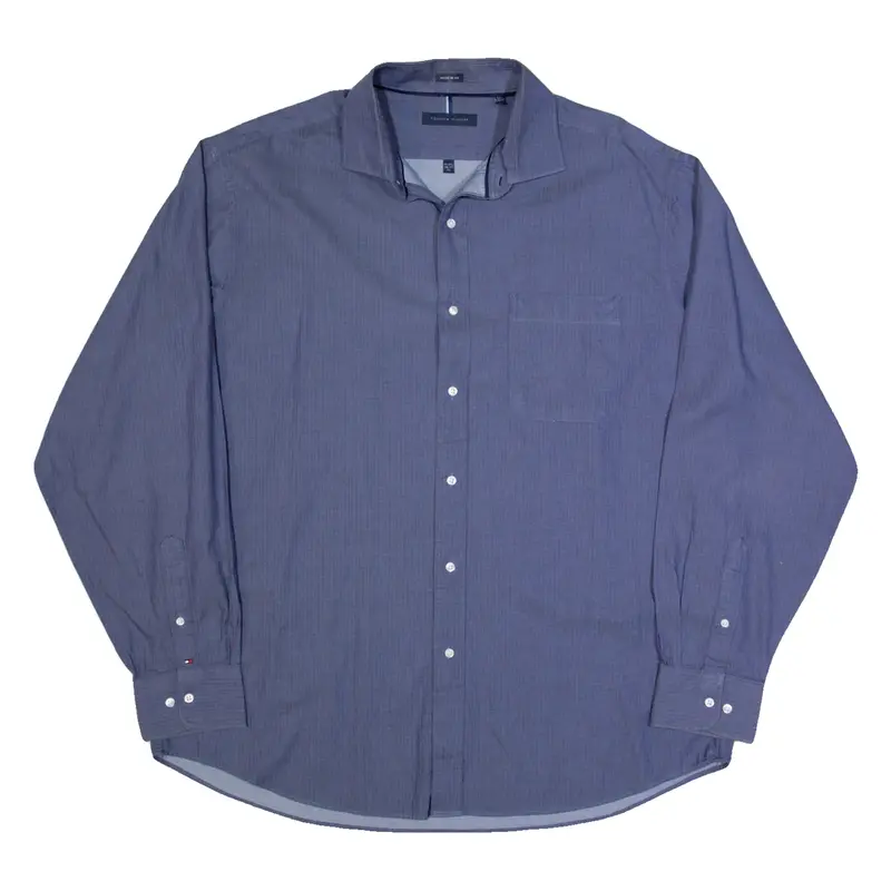 TOMMY HILFIGER Mens Plain Shirt Blue Long Sleeve XL