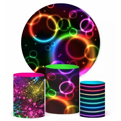 Aperturee Rainbow Aperture Graffiti Party Round Backdrop Kit | Party Backdrop Decorations | Party Photo Backdrops | Custom Ba...