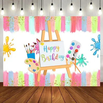 Aperturee Color Brush Artboard Birthday Backdrop for Kids - Aperturee