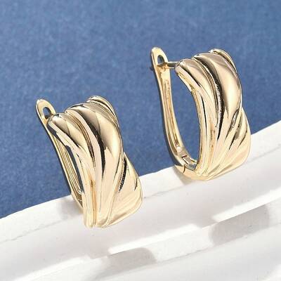 Rectangle Brass Hoop Earrings