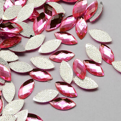 Transparent Faceted Horse Eye Acrylic Hotfix Rhinestone Flat Back Cabochons for Garment Design