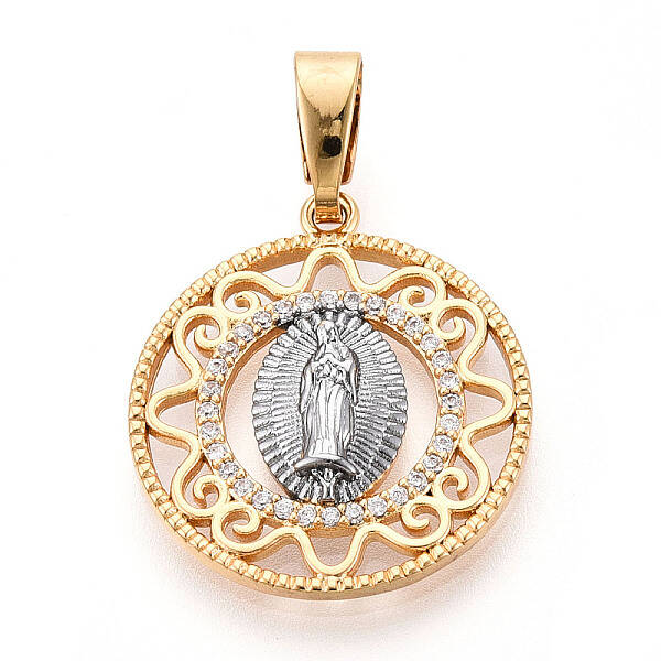 Brass Micro Pave Clear Cubic Zirconia Pendants