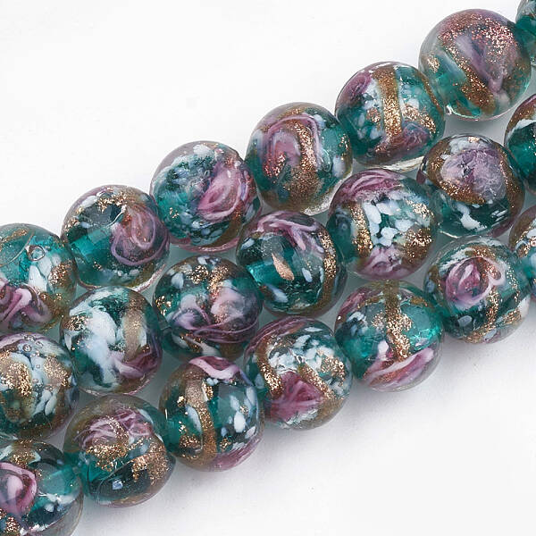 Handmade Gold Sand Lampwork Beads