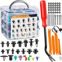 725Pcs Car Push Retainer Clips & Auto Fasteners Assortment -23 Most Popular Sizes Nylon Bumper Fender Rivets with 10 Cable Ti...