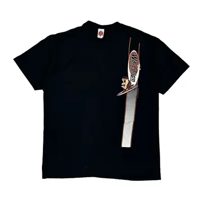 Taz Surfing Looney Tunes Graphic T-Shirt - XL Black Cotton