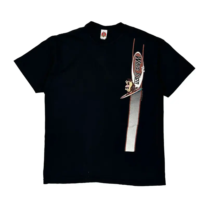 Taz Surfing Looney Tunes Graphic T-Shirt - XL Black Cotton