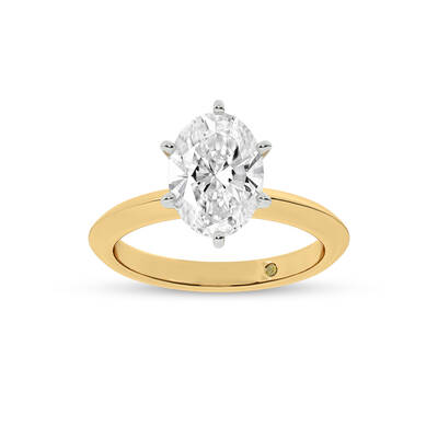 Prism Knife Edged Six Prong Oval Lab Grown Solitaire Diamond Ring | 14K Yellow Gold 1 CT. TW.