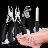 Heavy Duty Nail Clippers Set - Angled Nail Clippers for Thick Nails with Catch, Stainless Steel, Wide Mouth Opening, Mess-Fre...