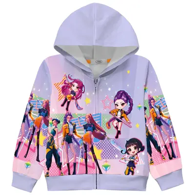 Demon Hunters Girls Zip Up Hoodie Jacket Toddler Sweatshirt Kids Hooded Coat Casual Outerwear Rumi Mira Zoe Music 3D Cartoon ...