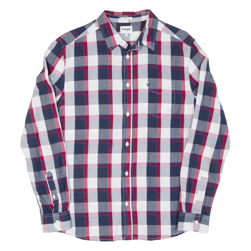 WRANGLER Mens Shirt Blue Check Long Sleeve M