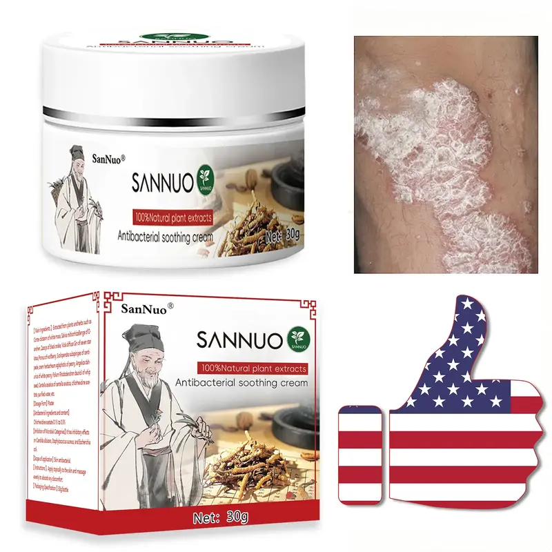 SanNuo All-Natural Soothing Cream for Eczema & Psoriasis – Herbal Relief for Dry, Itchy, Sensitive Skin , Anti-Bacterial Sk...