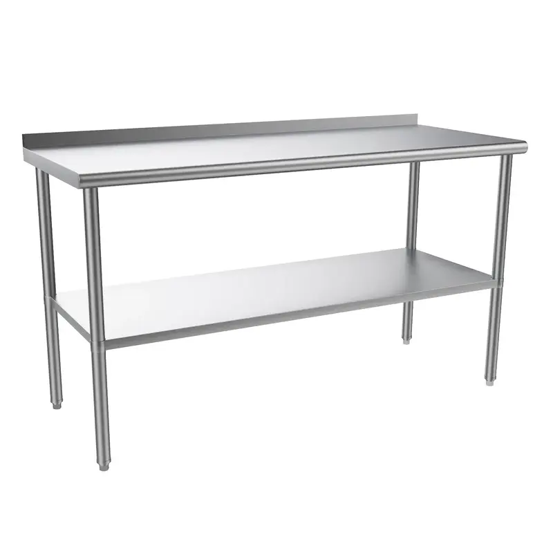 ROVSUN 60'' x 24'' Stainless Steel Table for Prep & Work,Commercial Worktables & Workstations, NSF Heavy Duty Metal Table wit...