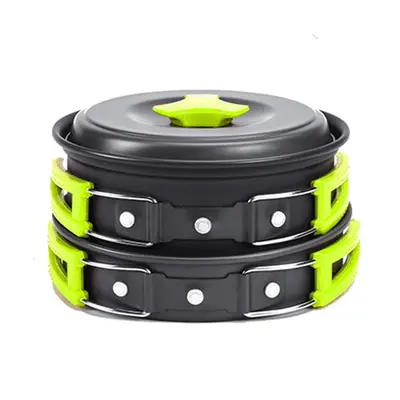 Camping Cookware Kit Outdoor Cooking Set Aluminum Equipment Outdoor Pot Travel Tableware Kitchen Hiking Picnic BBQ | Color: G...
