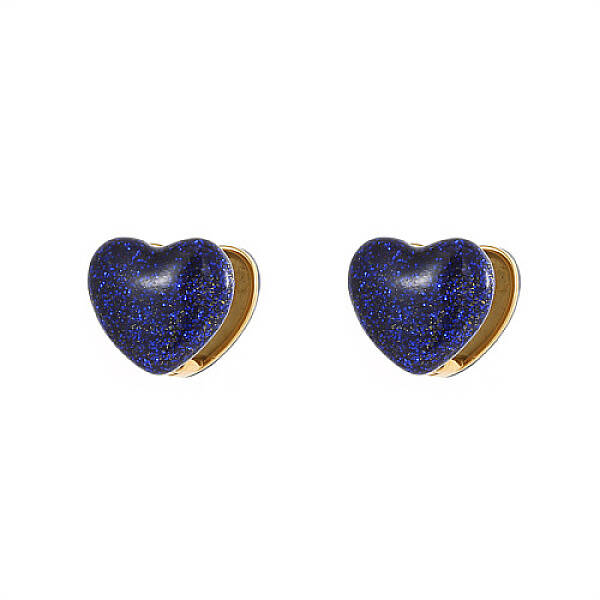Heart Shape Golden 304 Stainless Steel Hoop Earrings